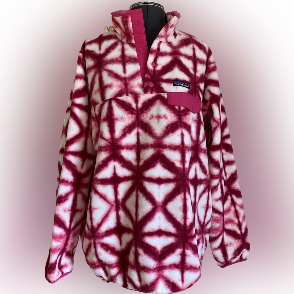 Patagonia Synchilla Snap T Fleece Pullover Shibori Diamond Pink Tie Dye Large